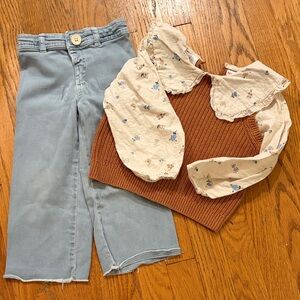 Zara Kids Matching Set in Blue and Brown